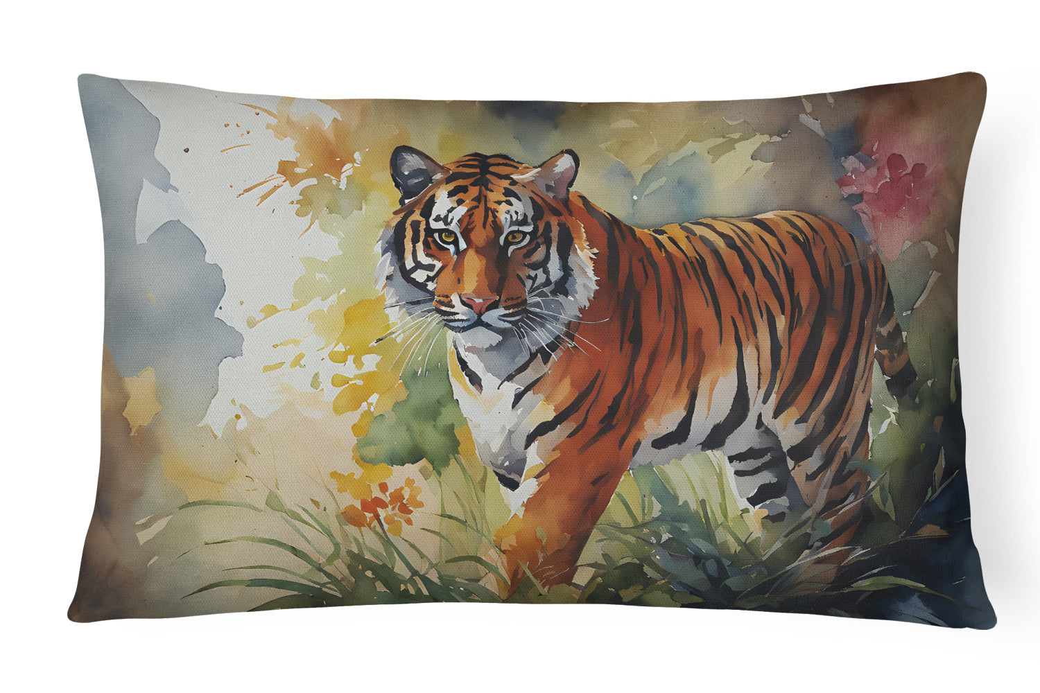 Bengal Tiger Decorative Throw Pillow 12x16 Indoor Outdoor Accent Cushion, Fabric Cover with Insert for Sofa, Bed, Porch & Living Room