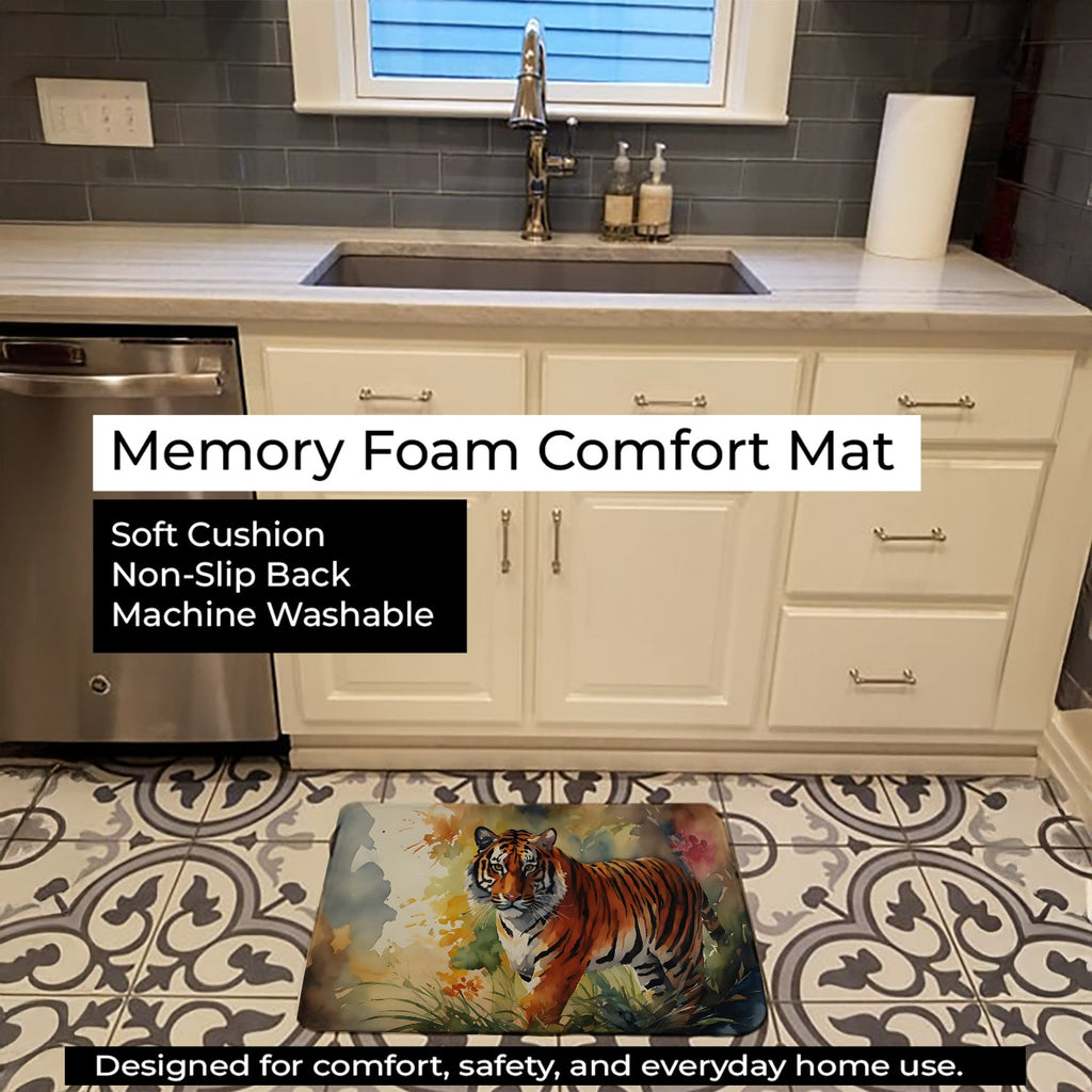 Bengal Tiger Memory Foam Kitchen Mat Machine Washable Anti-Fatigue Cushion Comfort Bath or Kitchen Rug
