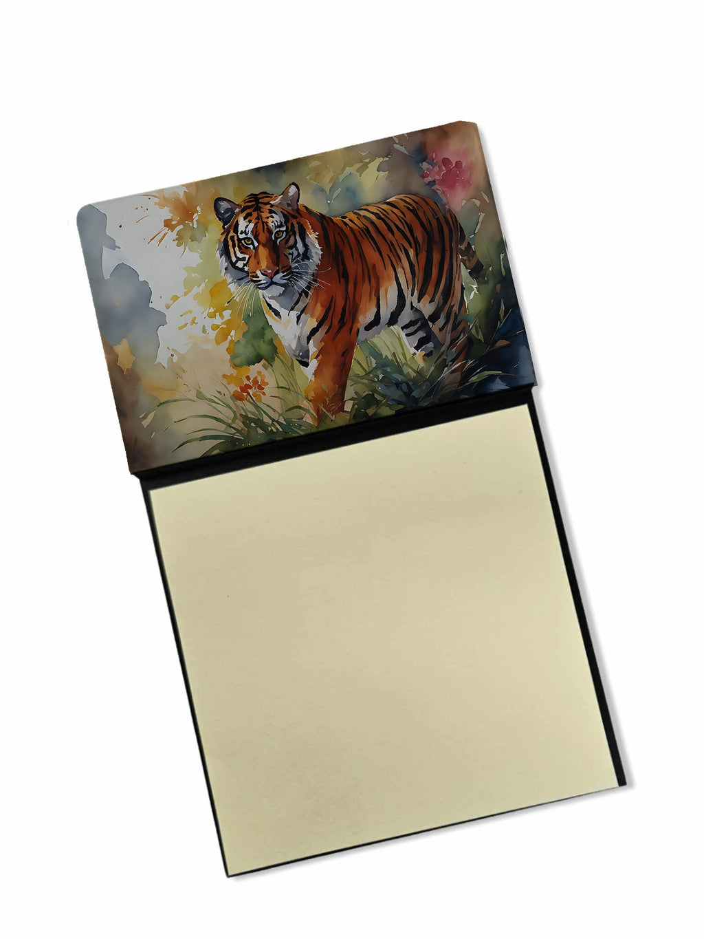 Bengal Tiger Watercolor Sticky Note Holder Refillable Dispenser Desk Accessory 3x3 Pad Gift