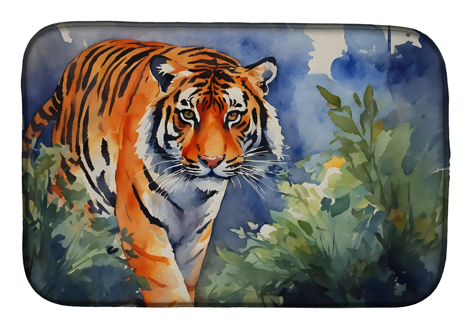 Bengal Tiger Dish Drying Mat Absorbent Dish Drying Mat Pad for Kitchen Counter Dish Drainer Mat for Countertop, 14 x 21", Multicolor