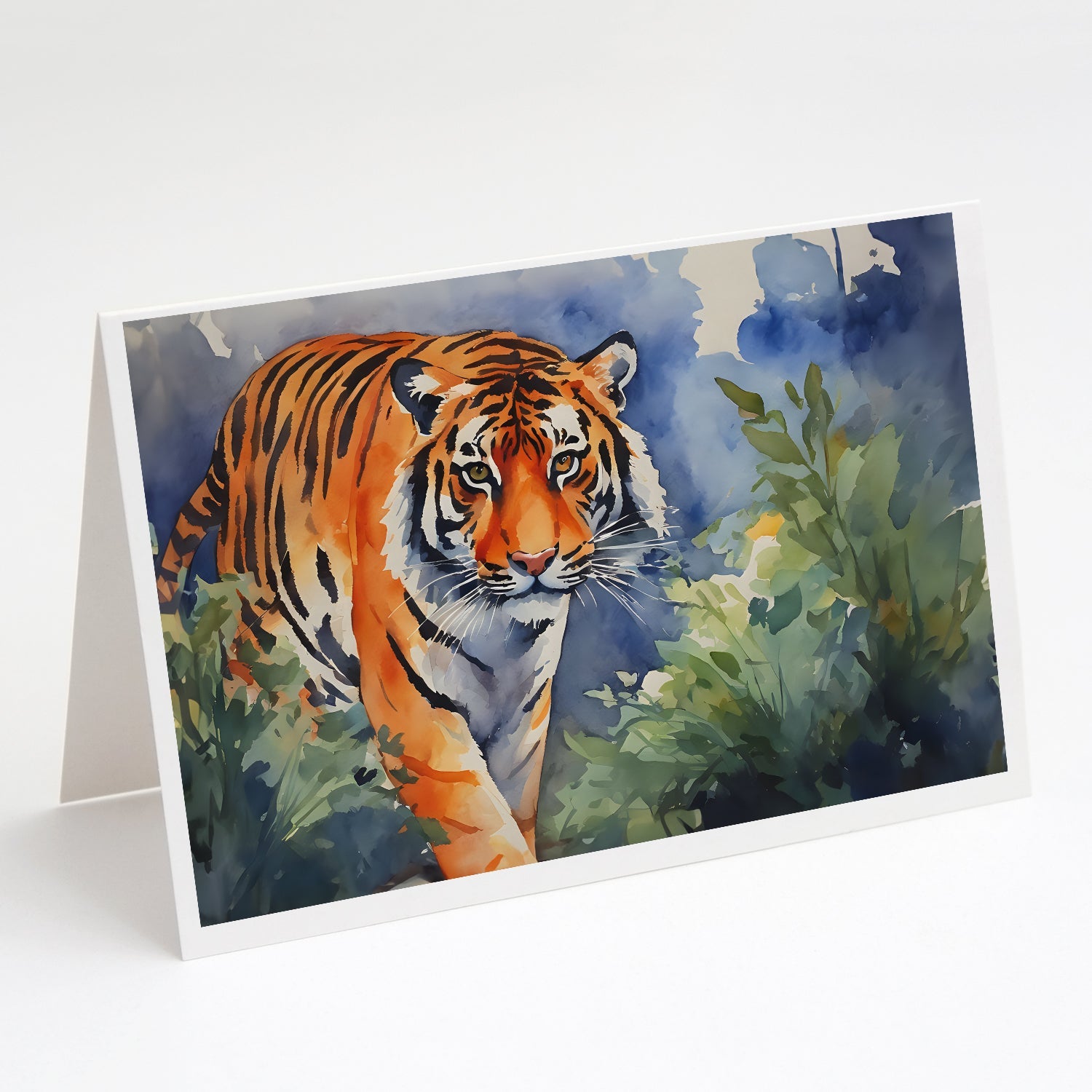Bengal Tiger Greeting Cards Pack of 8 Blank Cards with Envelopes Whimsical A7 Size 5x7
