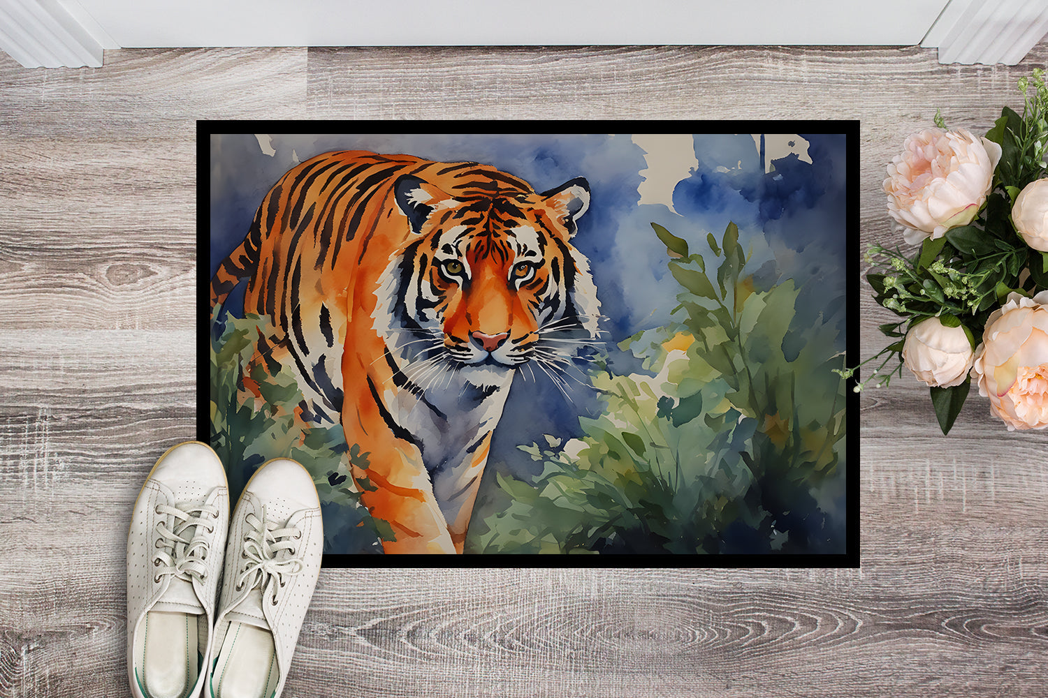 Bengal Tiger Doormat Indoor Outdoor 18H X 27W Front Door Mat Rugs for Entryway, Non Slip Washable