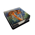 Bengal Tiger PU Leather Note Paper Holder with Artist-Designed Cover, Desk Accessory, Office Gift