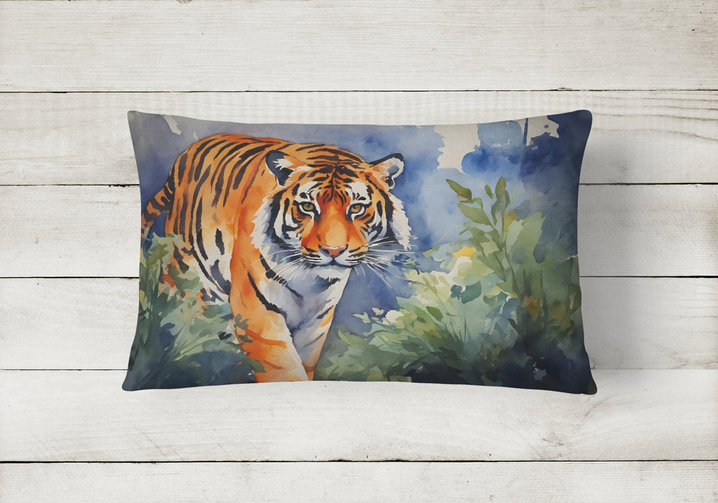 Bengal Tiger Decorative Throw Pillow 12x16 Indoor Outdoor Accent Cushion, Fabric Cover with Insert for Sofa, Bed, Porch & Living Room