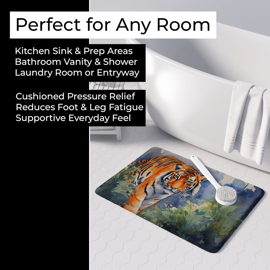 Bengal Tiger Memory Foam Kitchen Mat Machine Washable Anti-Fatigue Cushion Comfort Bath or Kitchen Rug