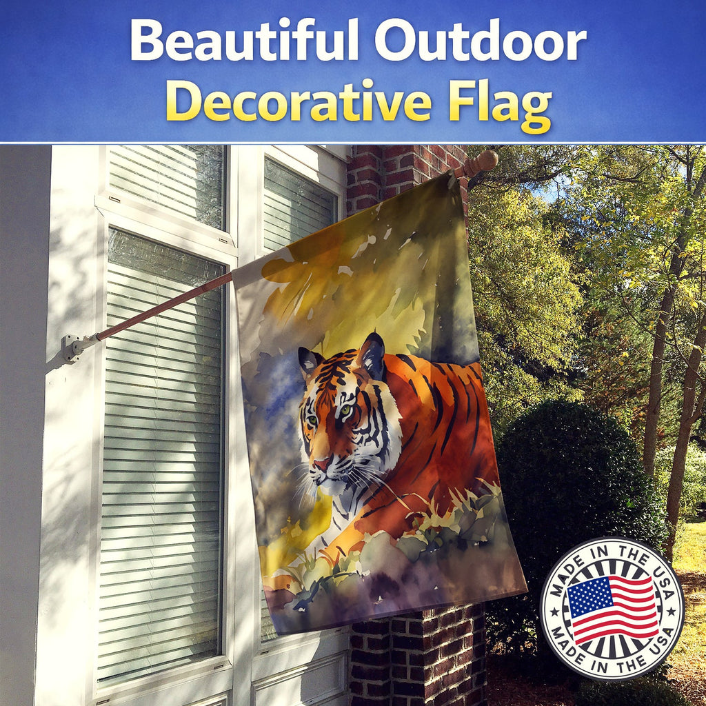 Bengal Tiger House Flag 28x40 Porch Sleeve Pole Decorative Outside Yard Banner Artwork Wall Hanging, Polyester