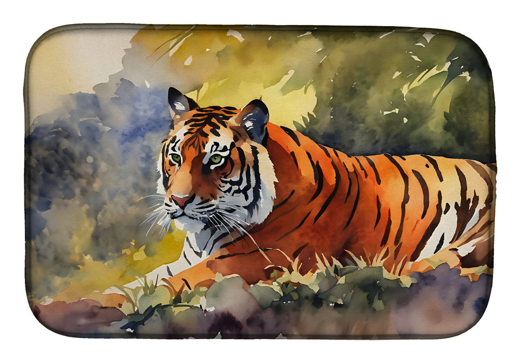 Bengal Tiger Dish Drying Mat Absorbent Dish Drying Mat Pad for Kitchen Counter Dish Drainer Mat for Countertop, 14 x 21", Multicolor