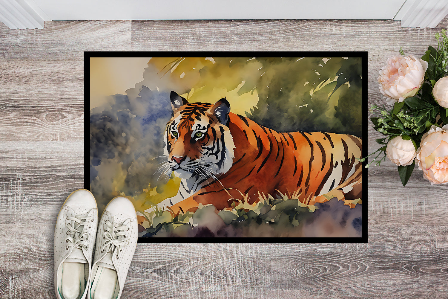 Bengal Tiger Doormat Indoor Outdoor 18H X 27W Front Door Mat Rugs for Entryway, Non Slip Washable