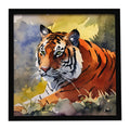 Bengal Tiger Framed Metal Print Bathroom, Kitchen, Office, Home Decor Wall Art Ready to Hang, Square, 8X8