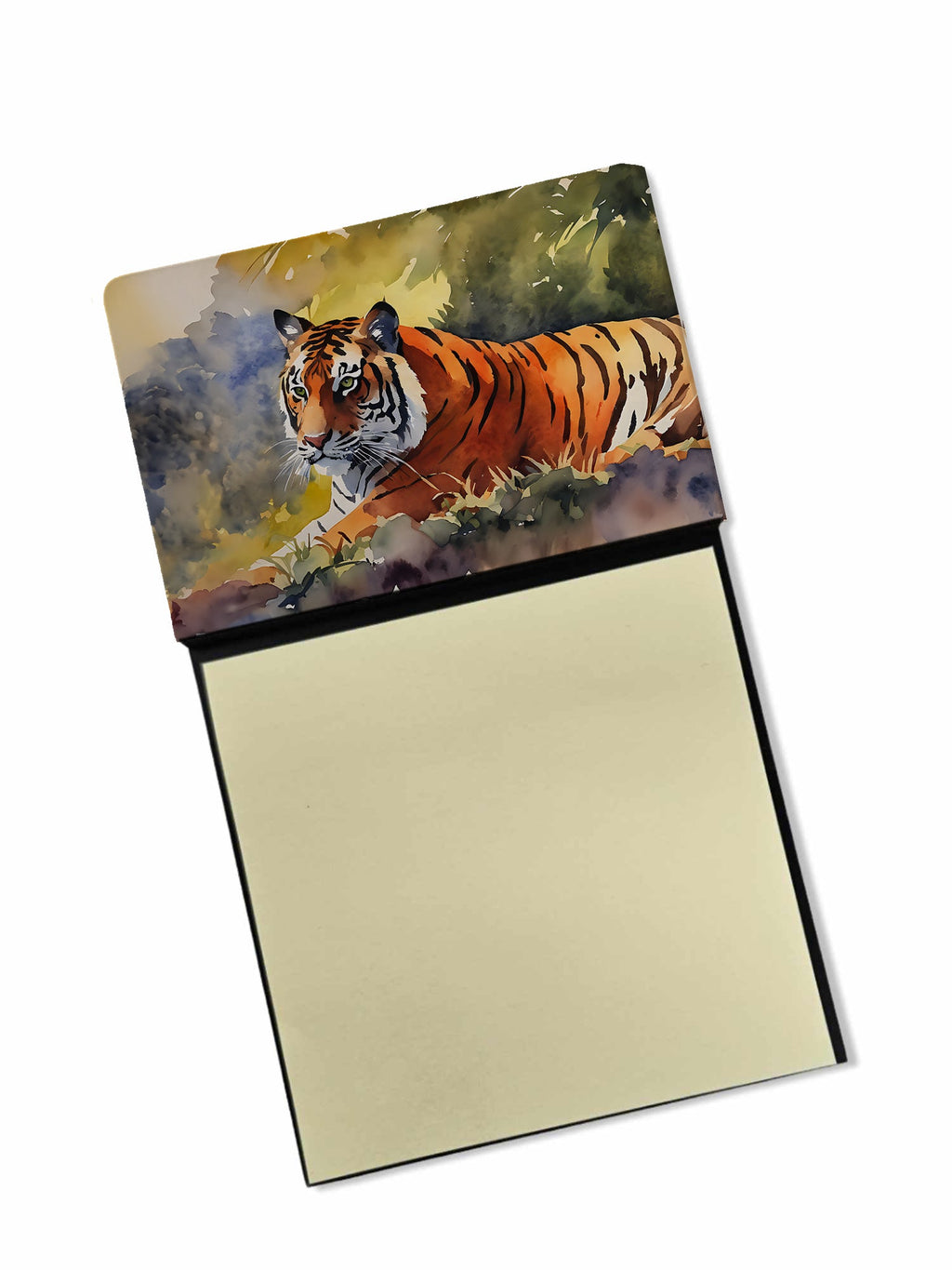 Bengal Tiger Watercolor Sticky Note Holder Refillable Dispenser Desk Accessory 3x3 Pad Gift