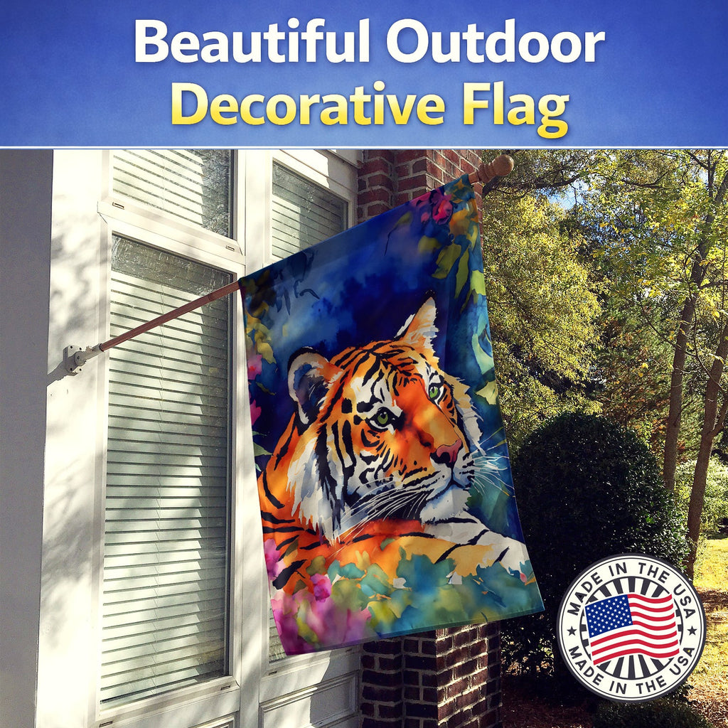 Bengal Tiger House Flag 28x40 Porch Sleeve Pole Decorative Outside Yard Banner Artwork Wall Hanging, Polyester