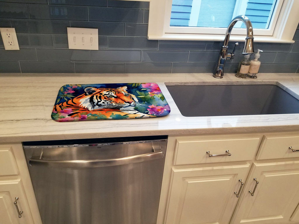 Bengal Tiger Dish Drying Mat Absorbent Dish Drying Mat Pad for Kitchen Counter Dish Drainer Mat for Countertop, 14 x 21", Multicolor
