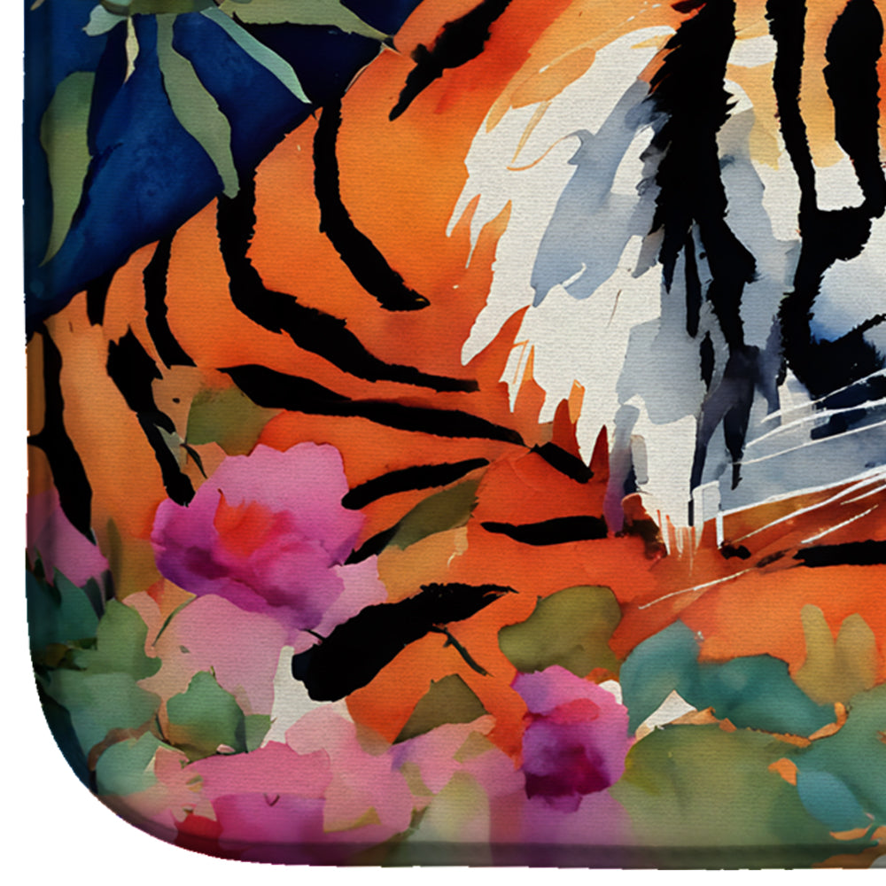 Bengal Tiger Dish Drying Mat Absorbent Dish Drying Mat Pad for Kitchen Counter Dish Drainer Mat for Countertop, 14 x 21", Multicolor