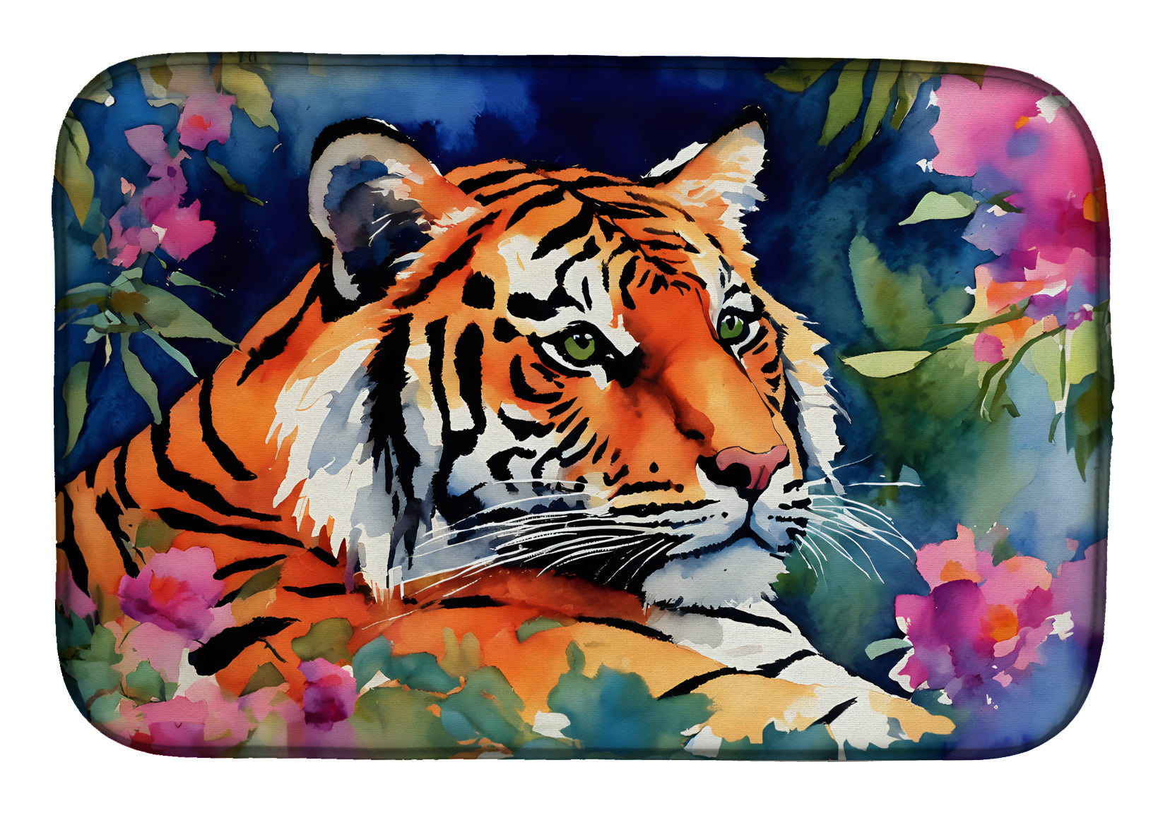 Bengal Tiger Dish Drying Mat Absorbent Dish Drying Mat Pad for Kitchen Counter Dish Drainer Mat for Countertop, 14 x 21", Multicolor
