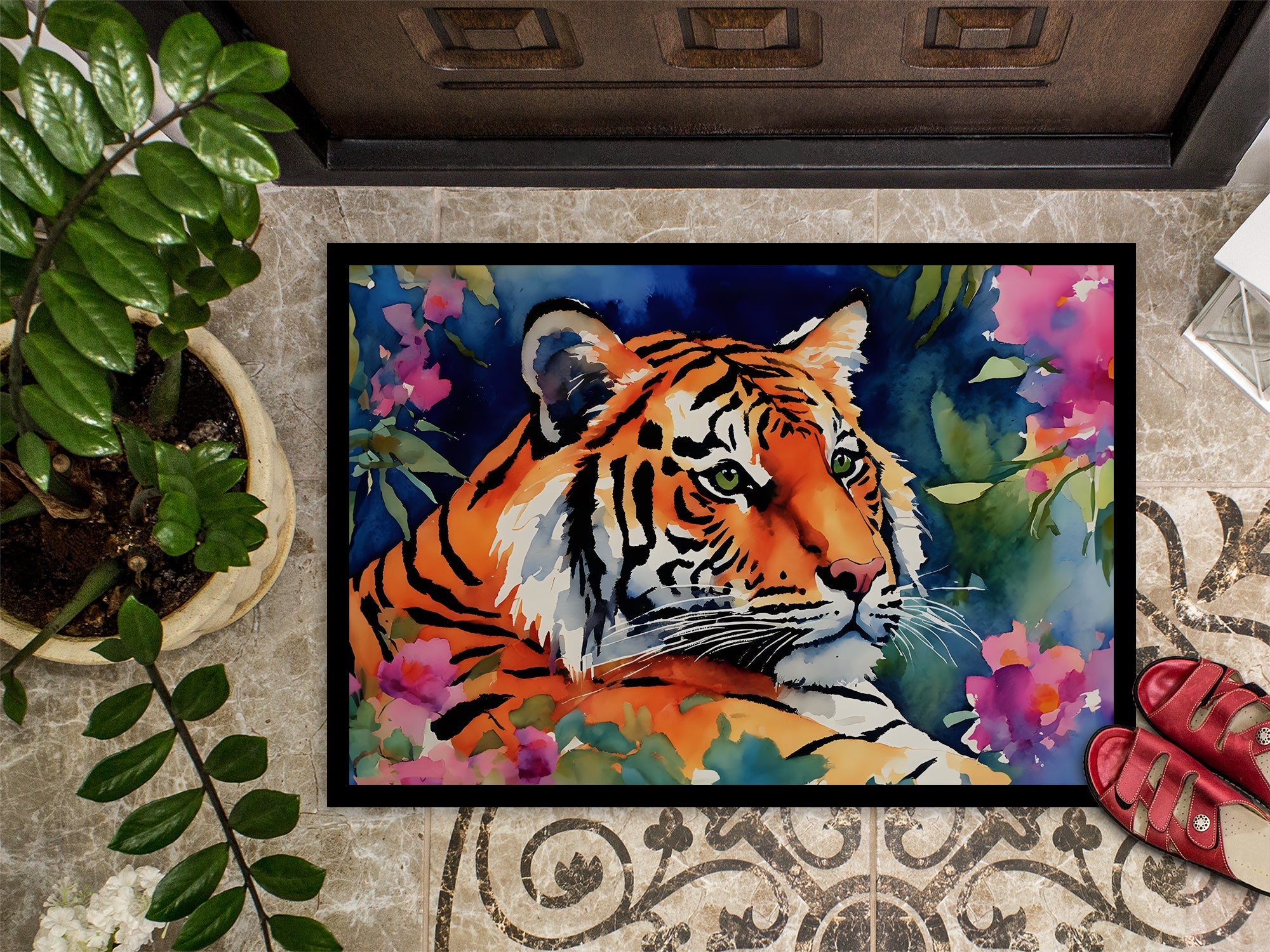 Bengal Tiger Doormat Indoor Outdoor 24H X 36W Front Door Mat Rugs for Entryway, Non Slip Washable Low Pile,
