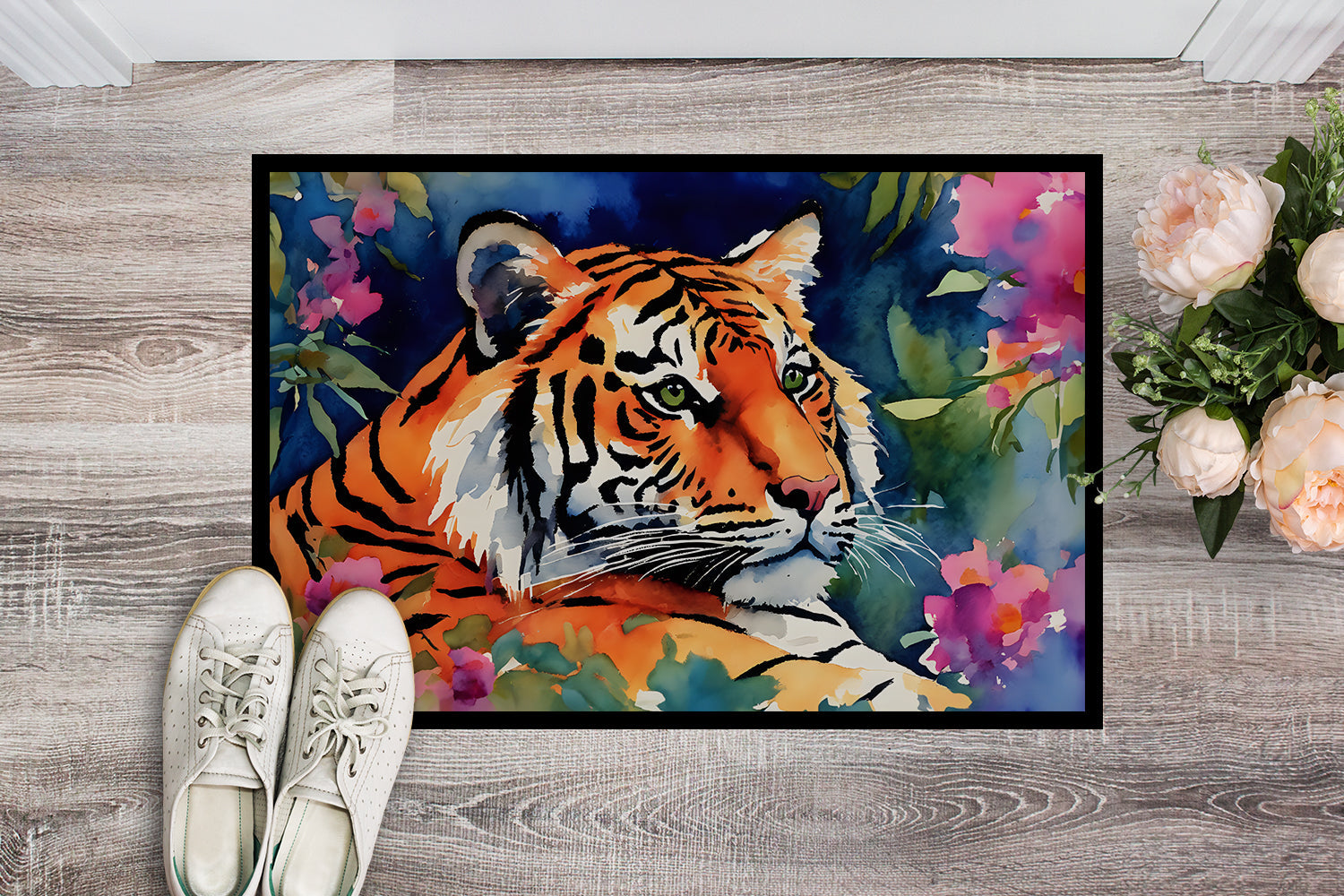 Bengal Tiger Doormat Indoor Outdoor 18H X 27W Front Door Mat Rugs for Entryway, Non Slip Washable