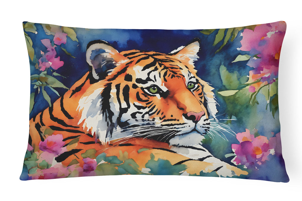 Bengal Tiger Decorative Throw Pillow 12x16 Indoor Outdoor Accent Cushion, Fabric Cover with Insert for Sofa, Bed, Porch & Living Room