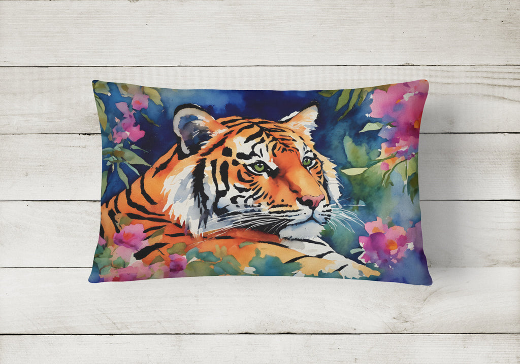 Bengal Tiger Decorative Throw Pillow 12x16 Indoor Outdoor Accent Cushion, Fabric Cover with Insert for Sofa, Bed, Porch & Living Room