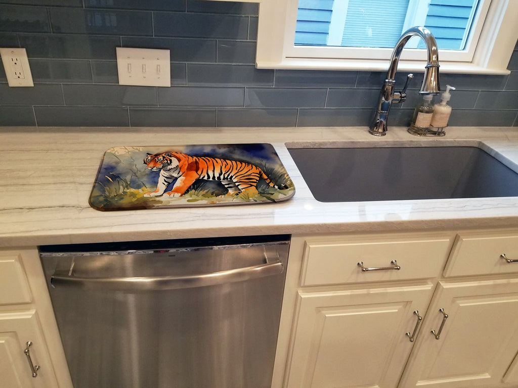 Bengal Tiger Dish Drying Mat Absorbent Dish Drying Mat Pad for Kitchen Counter Dish Drainer Mat for Countertop, 14 x 21", Multicolor
