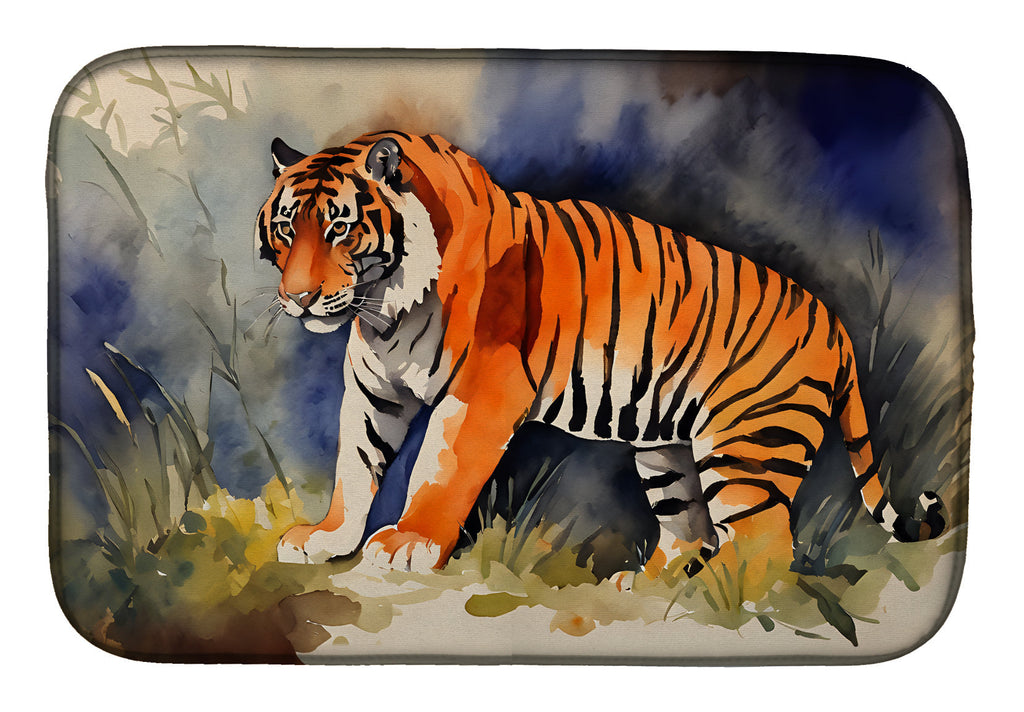 Bengal Tiger Dish Drying Mat Absorbent Dish Drying Mat Pad for Kitchen Counter Dish Drainer Mat for Countertop, 14 x 21", Multicolor