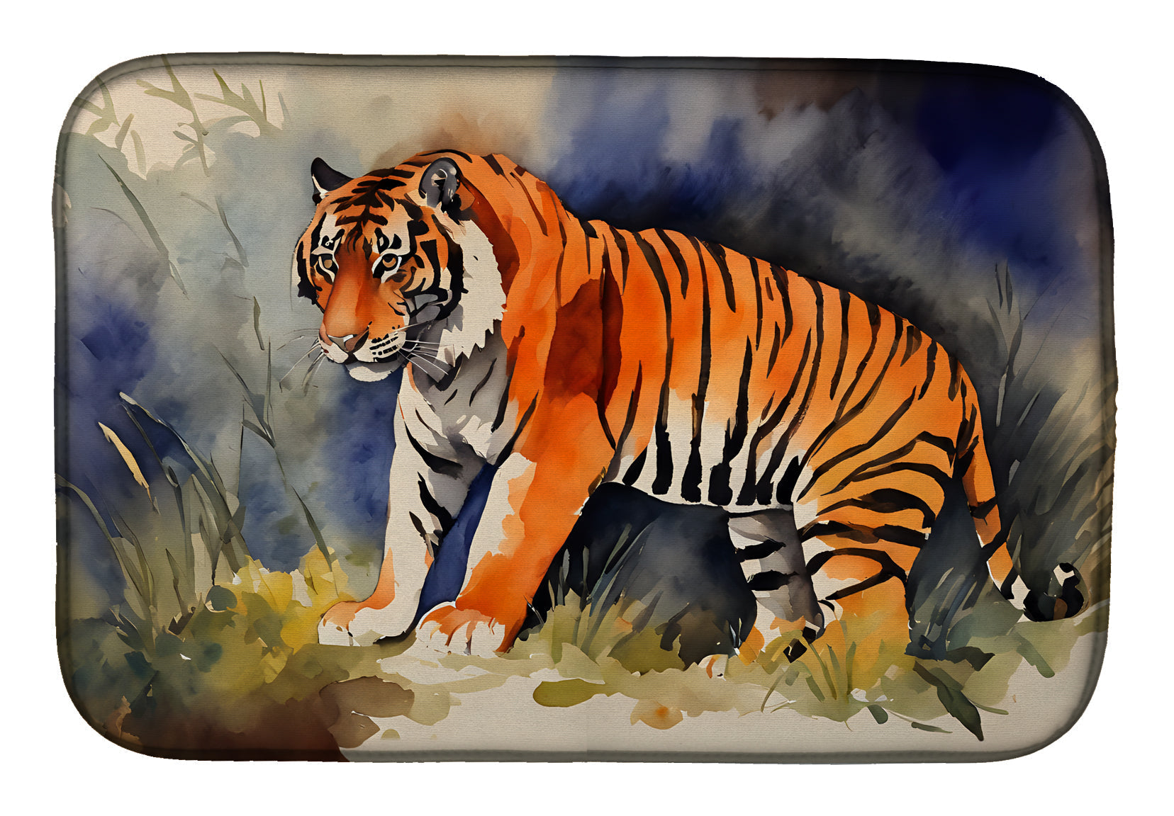 Bengal Tiger Dish Drying Mat Absorbent Dish Drying Mat Pad for Kitchen Counter Dish Drainer Mat for Countertop, 14 x 21", Multicolor