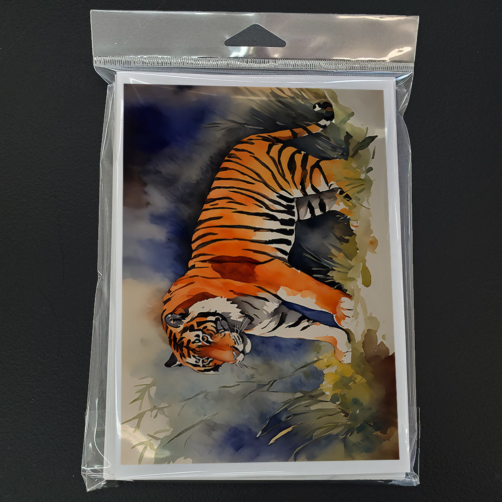 Bengal Tiger Greeting Cards Pack of 8 Blank Cards with Envelopes Whimsical A7 Size 5x7