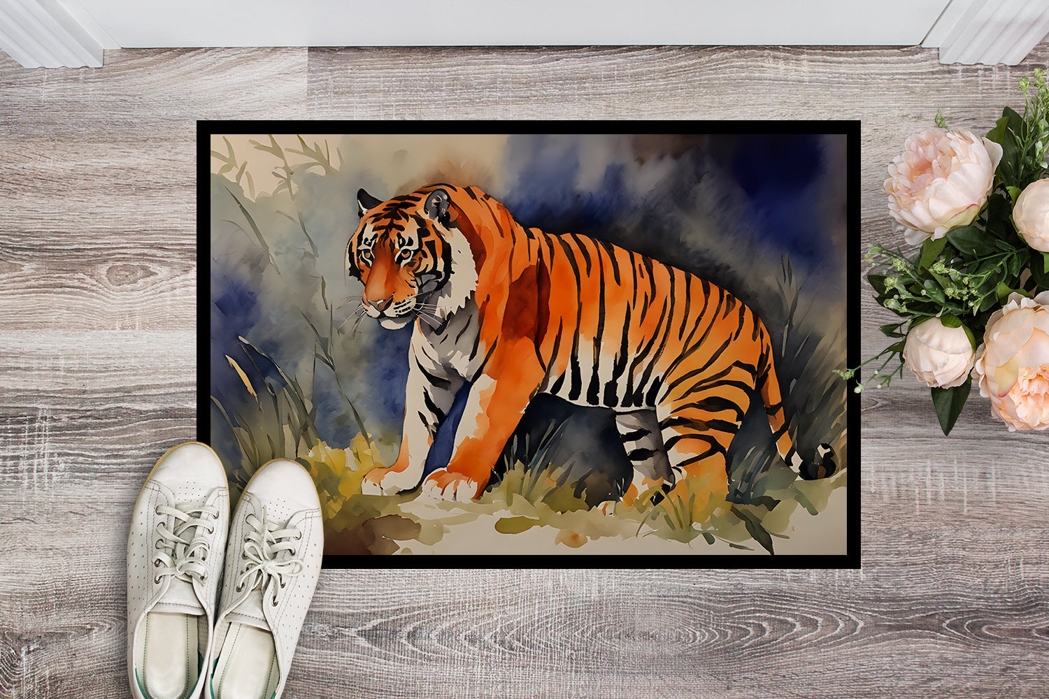 Bengal Tiger Doormat Indoor Outdoor 24H X 36W Front Door Mat Rugs for Entryway, Non Slip Washable Low Pile,