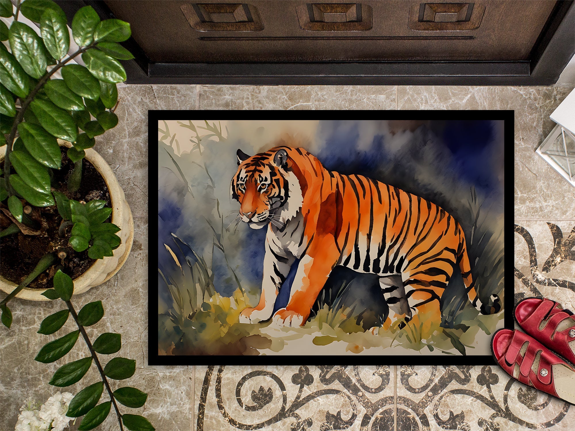 Bengal Tiger Doormat Indoor Outdoor 18H X 27W Front Door Mat Rugs for Entryway, Non Slip Washable