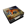 Bengal Tiger PU Leather Note Paper Holder with Artist-Designed Cover, Desk Accessory, Office Gift