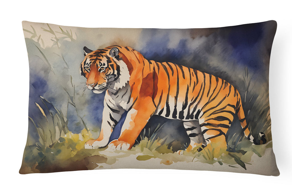 Bengal Tiger Decorative Throw Pillow 12x16 Indoor Outdoor Accent Cushion, Fabric Cover with Insert for Sofa, Bed, Porch & Living Room