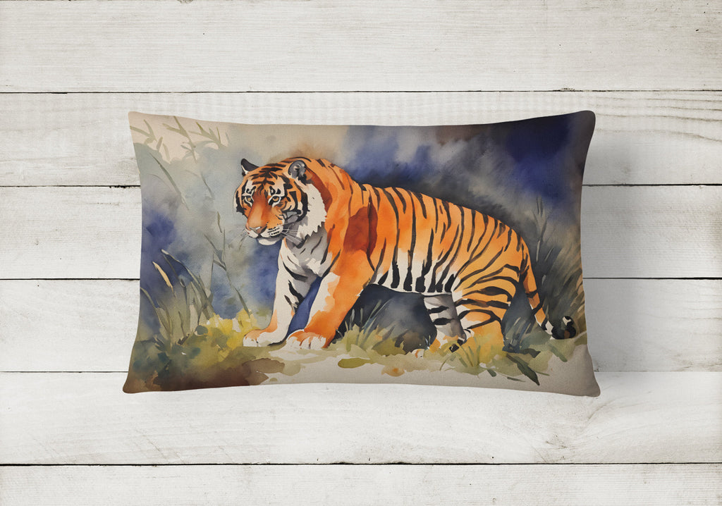 Bengal Tiger Decorative Throw Pillow 12x16 Indoor Outdoor Accent Cushion, Fabric Cover with Insert for Sofa, Bed, Porch & Living Room