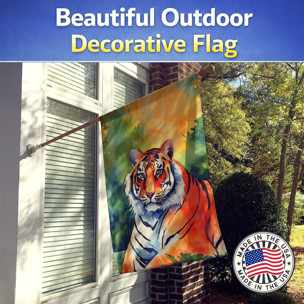 Bengal Tiger House Flag 28x40 Porch Sleeve Pole Decorative Outside Yard Banner Artwork Wall Hanging, Polyester