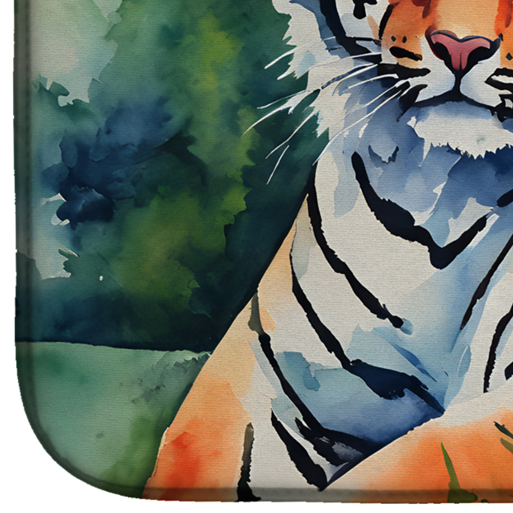 Bengal Tiger Dish Drying Mat Absorbent Dish Drying Mat Pad for Kitchen Counter Dish Drainer Mat for Countertop, 14 x 21", Multicolor
