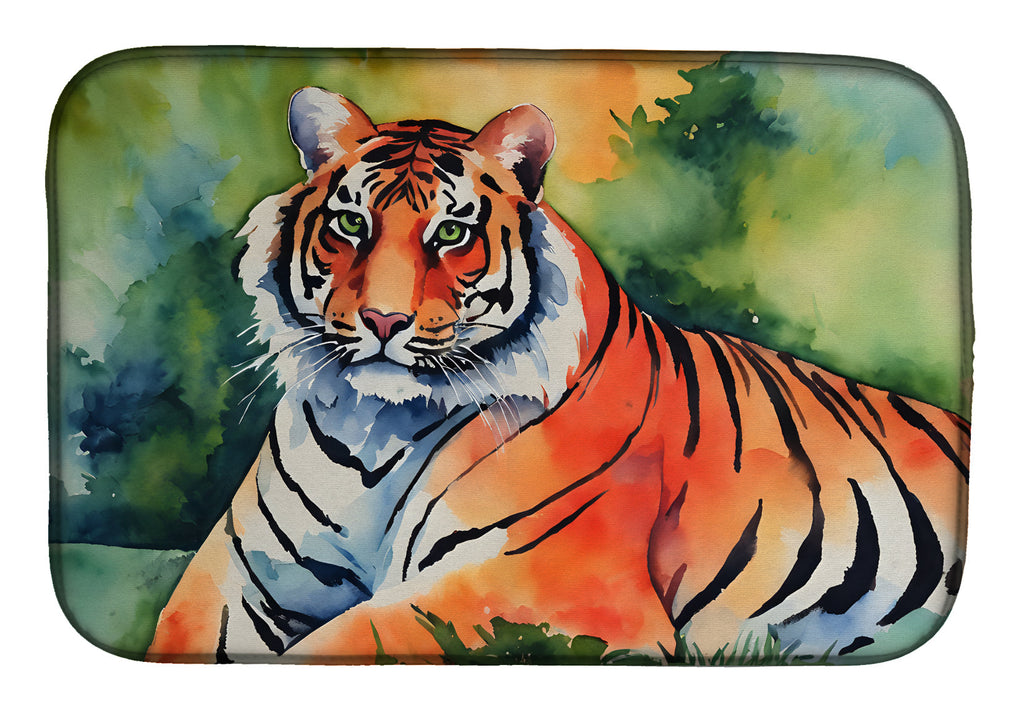 Bengal Tiger Dish Drying Mat Absorbent Dish Drying Mat Pad for Kitchen Counter Dish Drainer Mat for Countertop, 14 x 21", Multicolor