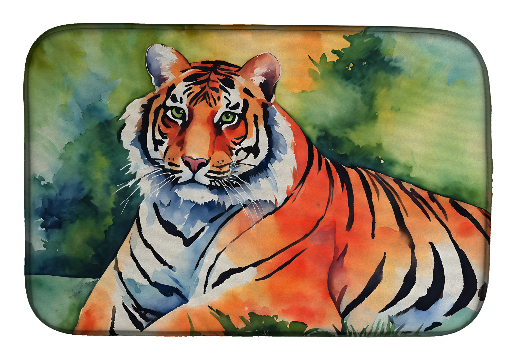 Bengal Tiger Dish Drying Mat Absorbent Dish Drying Mat Pad for Kitchen Counter Dish Drainer Mat for Countertop, 14 x 21", Multicolor