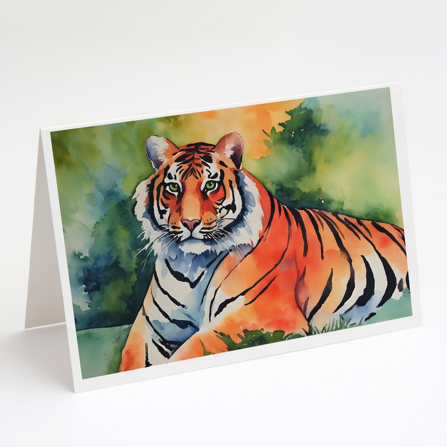 Bengal Tiger Greeting Cards Pack of 8 Blank Cards with Envelopes Whimsical A7 Size 5x7