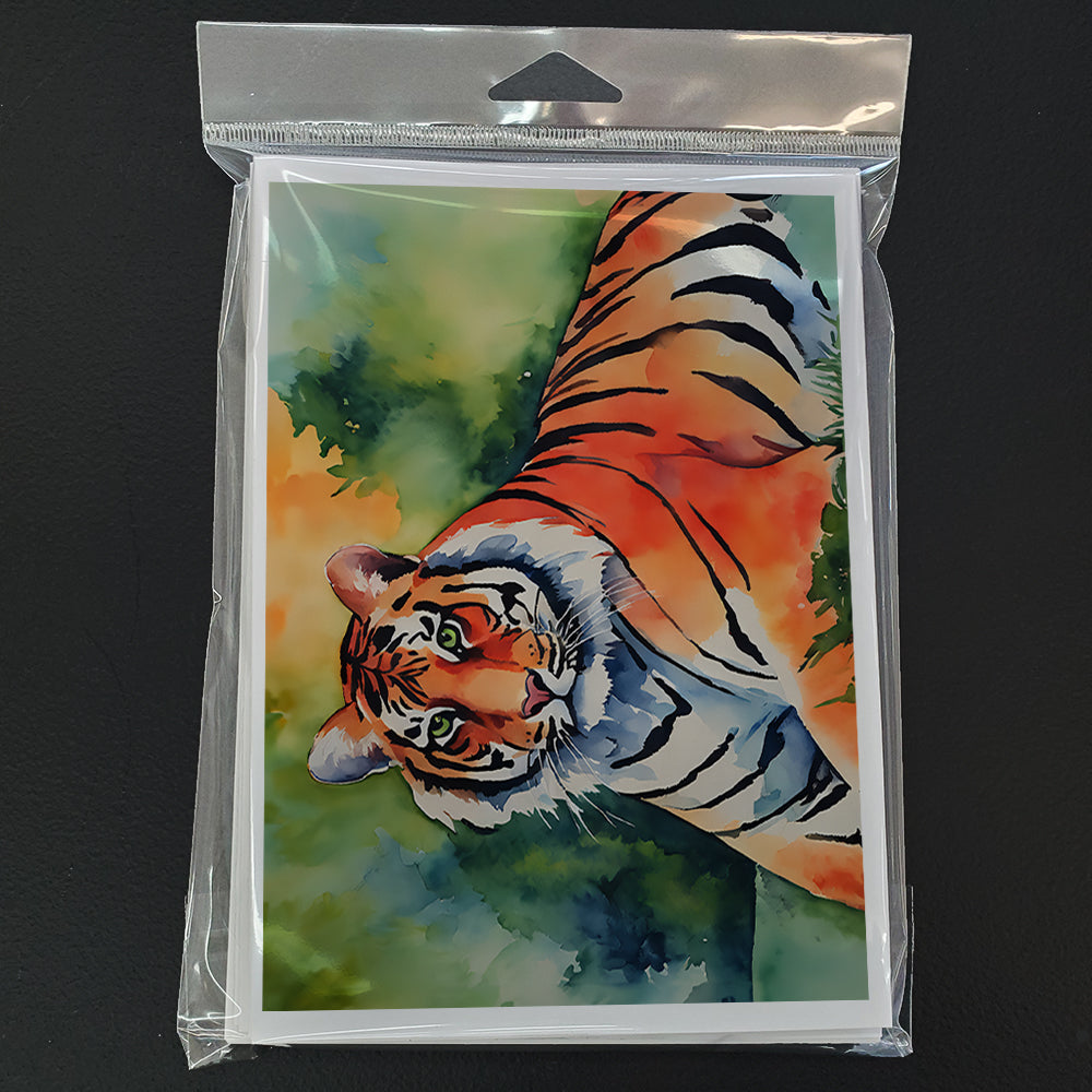 Bengal Tiger Greeting Cards Pack of 8 Blank Cards with Envelopes Whimsical A7 Size 5x7