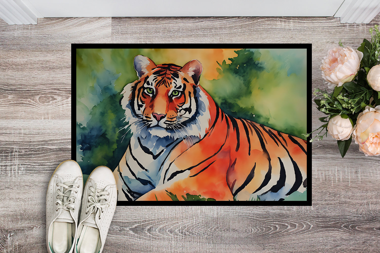 Bengal Tiger Doormat Indoor Outdoor 24H X 36W Front Door Mat Rugs for Entryway, Non Slip Washable Low Pile,