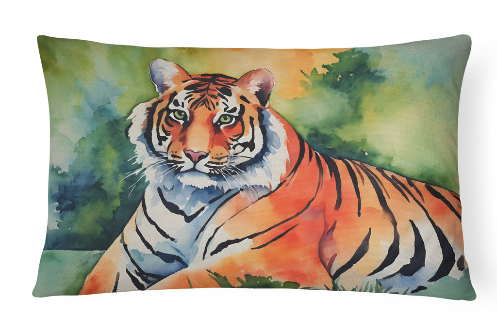 Bengal Tiger Decorative Throw Pillow 12x16 Indoor Outdoor Accent Cushion, Fabric Cover with Insert for Sofa, Bed, Porch & Living Room