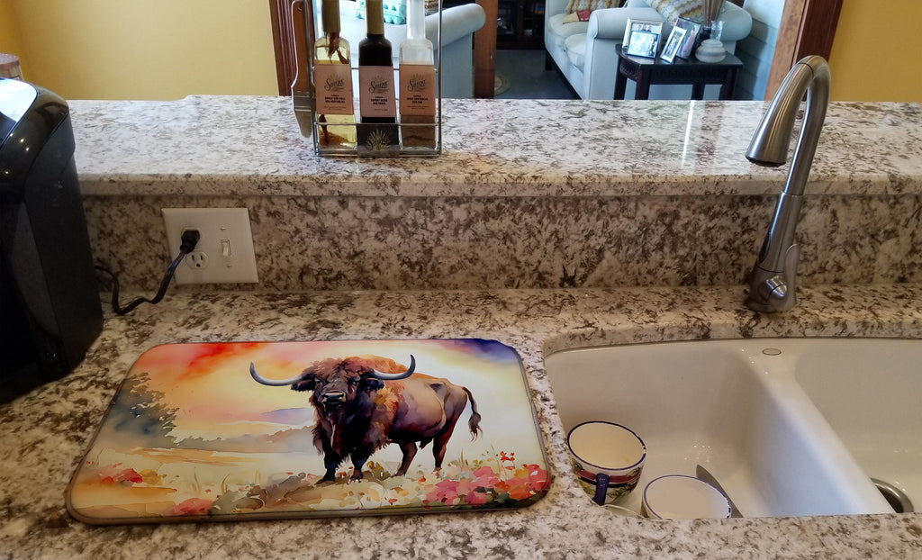 Buffalo Dish Drying Mat Absorbent Dish Drying Mat Pad for Kitchen Counter Dish Drainer Mat for Countertop, 14 x 21", Multicolor