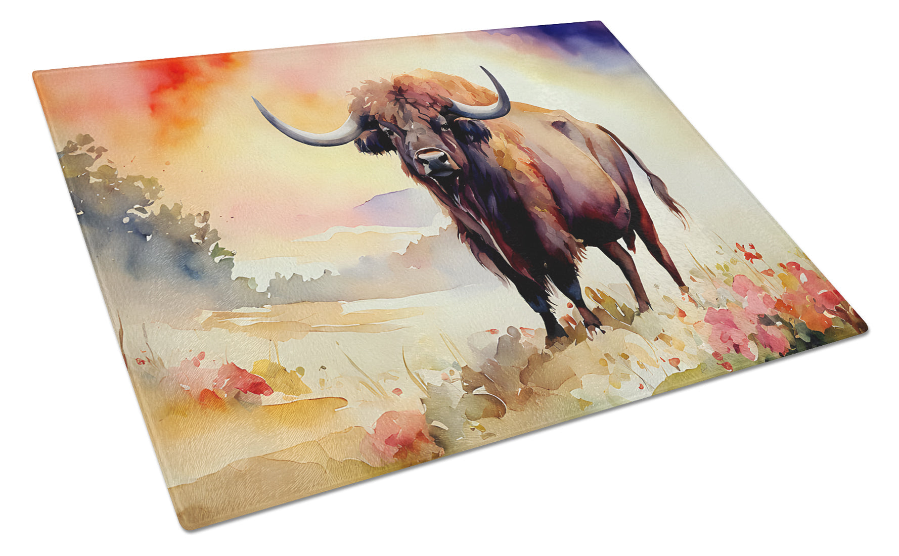Buffalo Cutting Board Tempered Glass Kitchen Cutting Surface, Heat Resistant Chopping, Non-Slip Feet, Food Prep & Serving