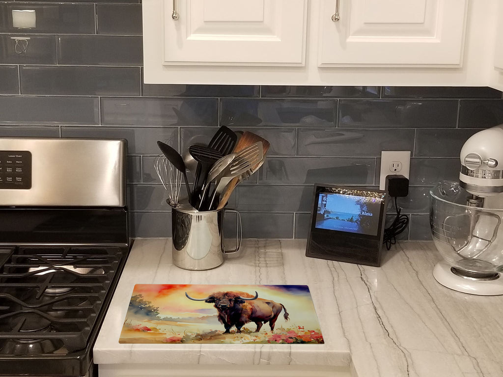 Buffalo Cutting Board Tempered Glass Kitchen Cutting Surface, Heat Resistant Chopping, Non-Slip Feet, Food Prep & Serving