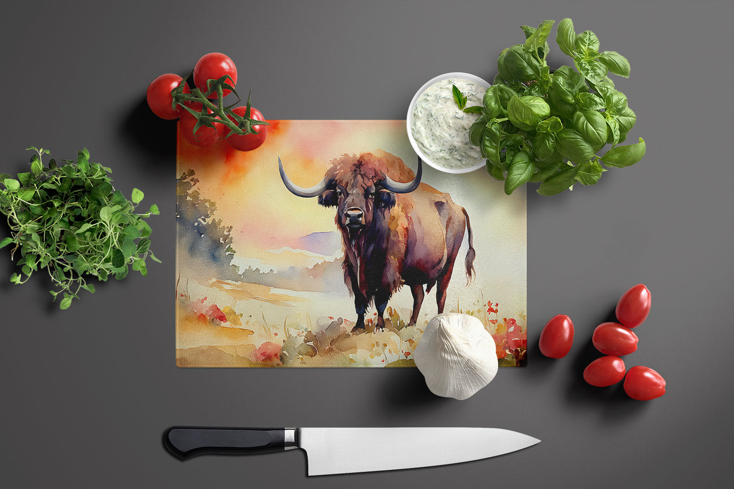Buffalo Cutting Board Tempered Glass Kitchen Cutting Surface, Heat Resistant Chopping, Non-Slip Feet, Food Prep & Serving