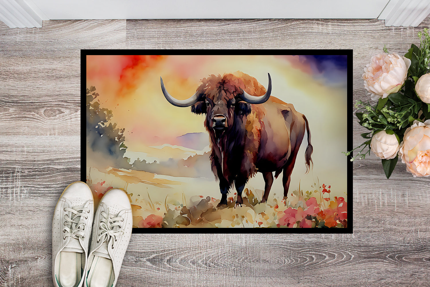 Buffalo Doormat Indoor Outdoor 18H X 27W Front Door Mat Rugs for Entryway, Non Slip Washable