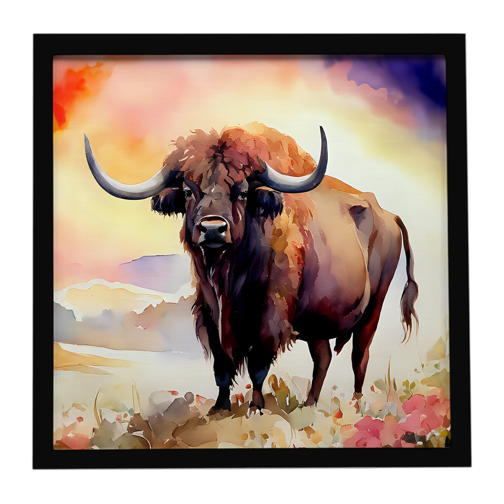 Buffalo Framed Metal Print Bathroom, Kitchen, Office, Home Decor Wall Art Ready to Hang, Square, 8X8