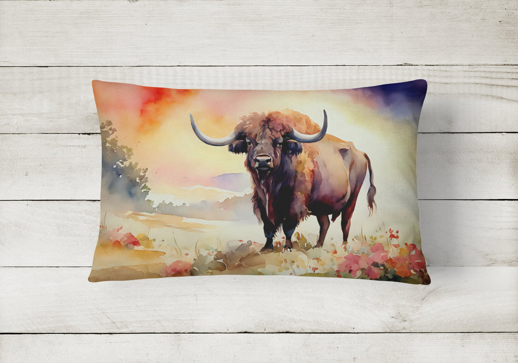 Buffalo Decorative Throw Pillow 12x16 Indoor Outdoor Accent Cushion, Fabric Cover with Insert for Sofa, Bed, Porch & Living Room
