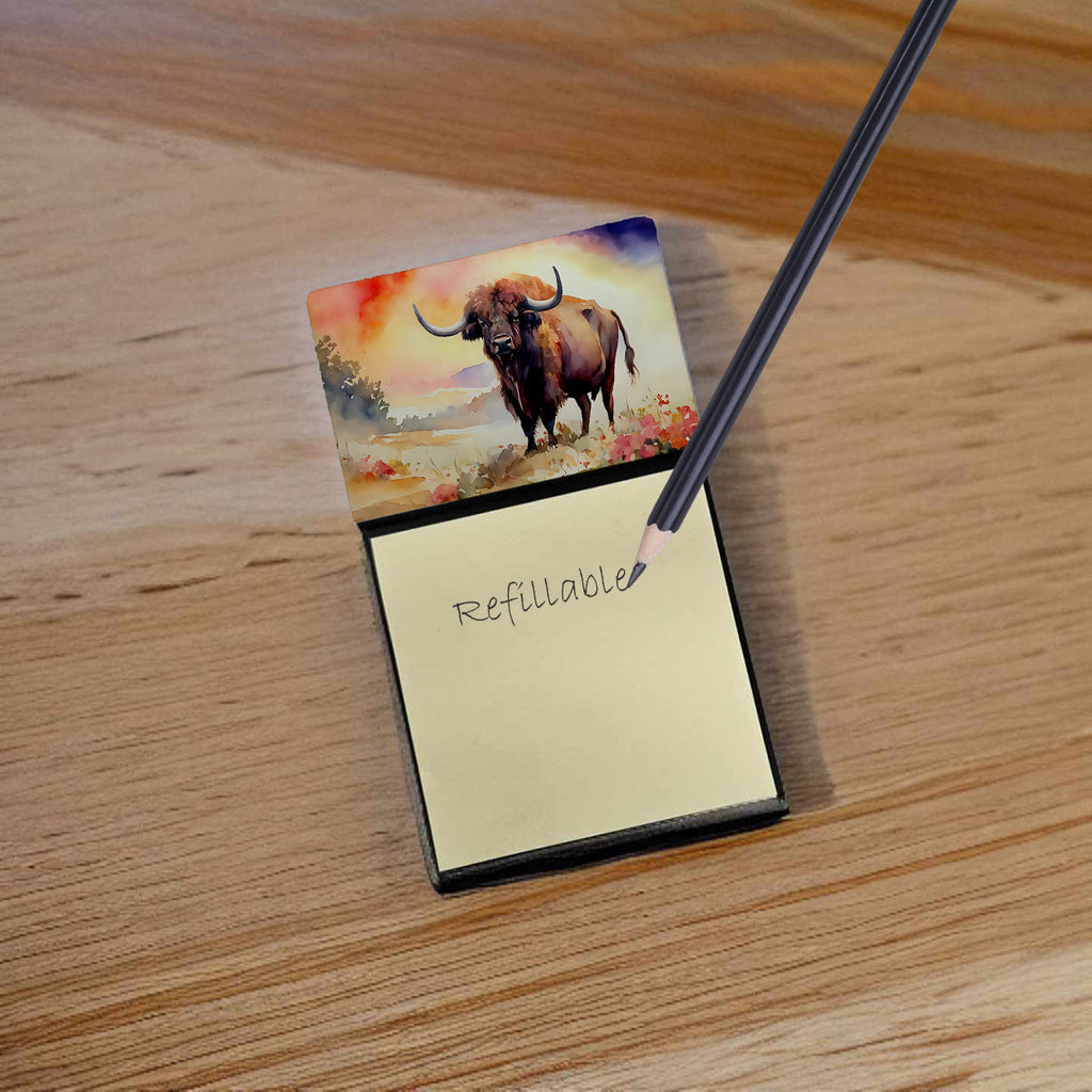 Buffalo Watercolor Sticky Note Holder Refillable Dispenser Desk Accessory 3x3 Pad Gift