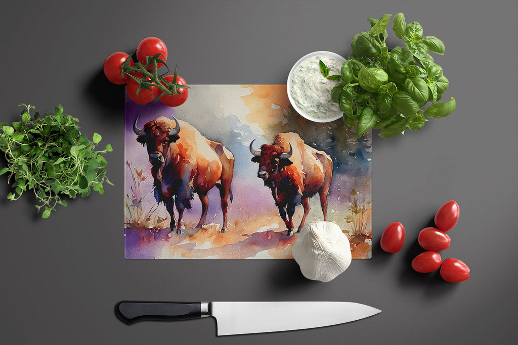 Buffalo Cutting Board Tempered Glass Kitchen Cutting Surface, Heat Resistant Chopping, Non-Slip Feet, Food Prep & Serving