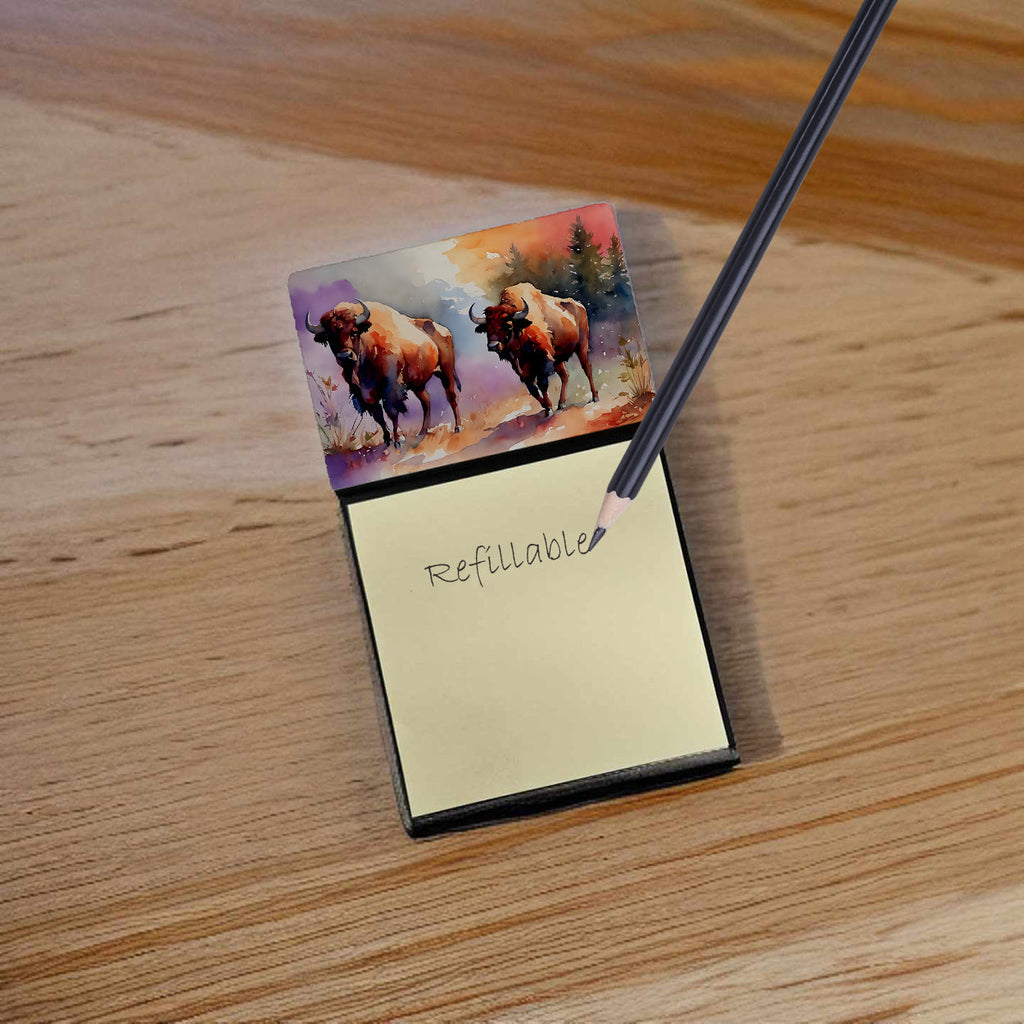 Buffalo Watercolor Sticky Note Holder Refillable Dispenser Desk Accessory 3x3 Pad Gift