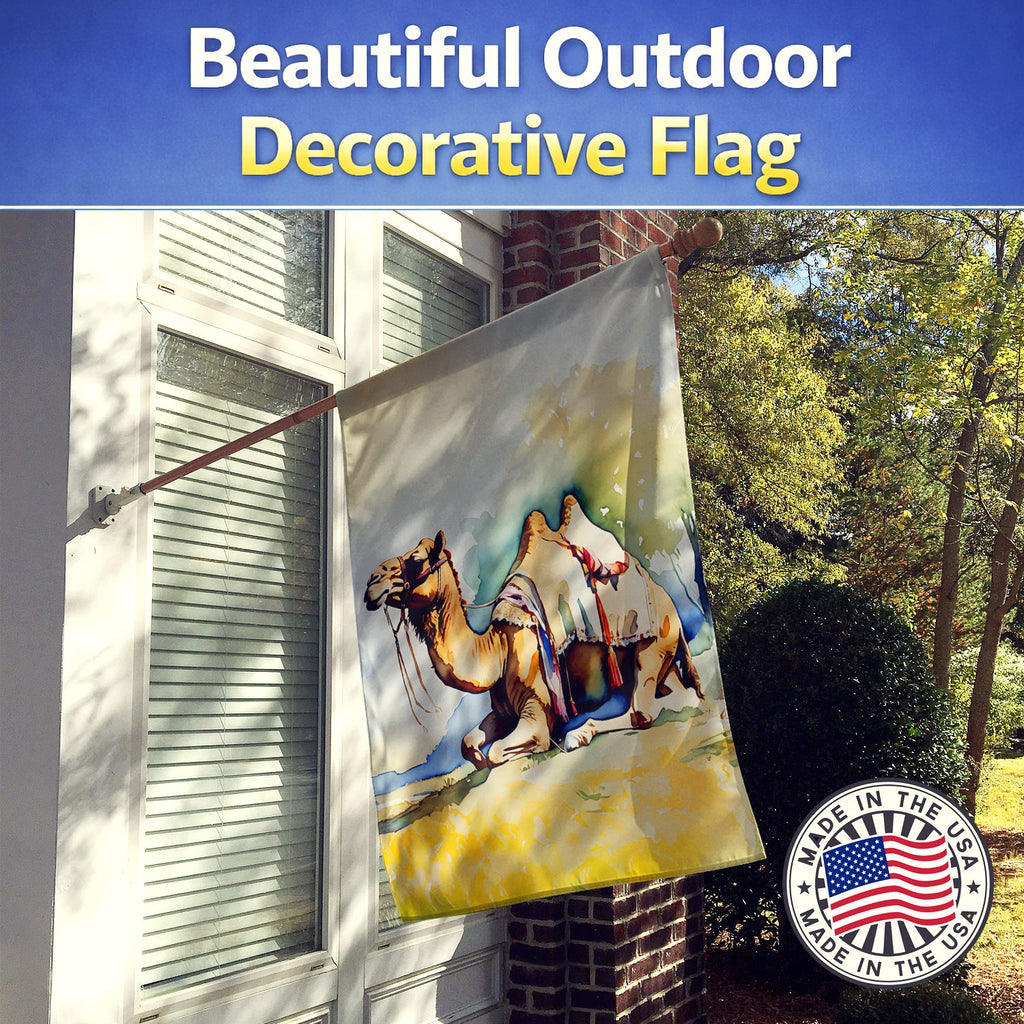 Camel House Flag 28x40 Porch Sleeve Pole Decorative Outside Yard Banner Artwork Wall Hanging, Polyester